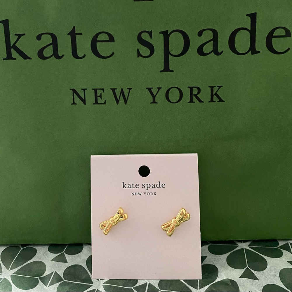Kate Spade NWT double bow gold earrings